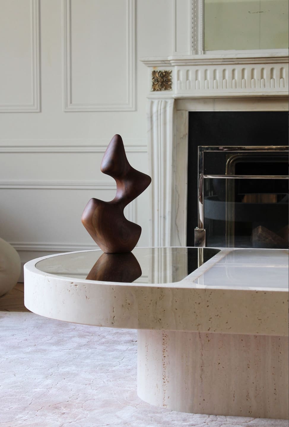 Coffee Table COHESION TRAVERTINE & SHELL ONYX MARBERA