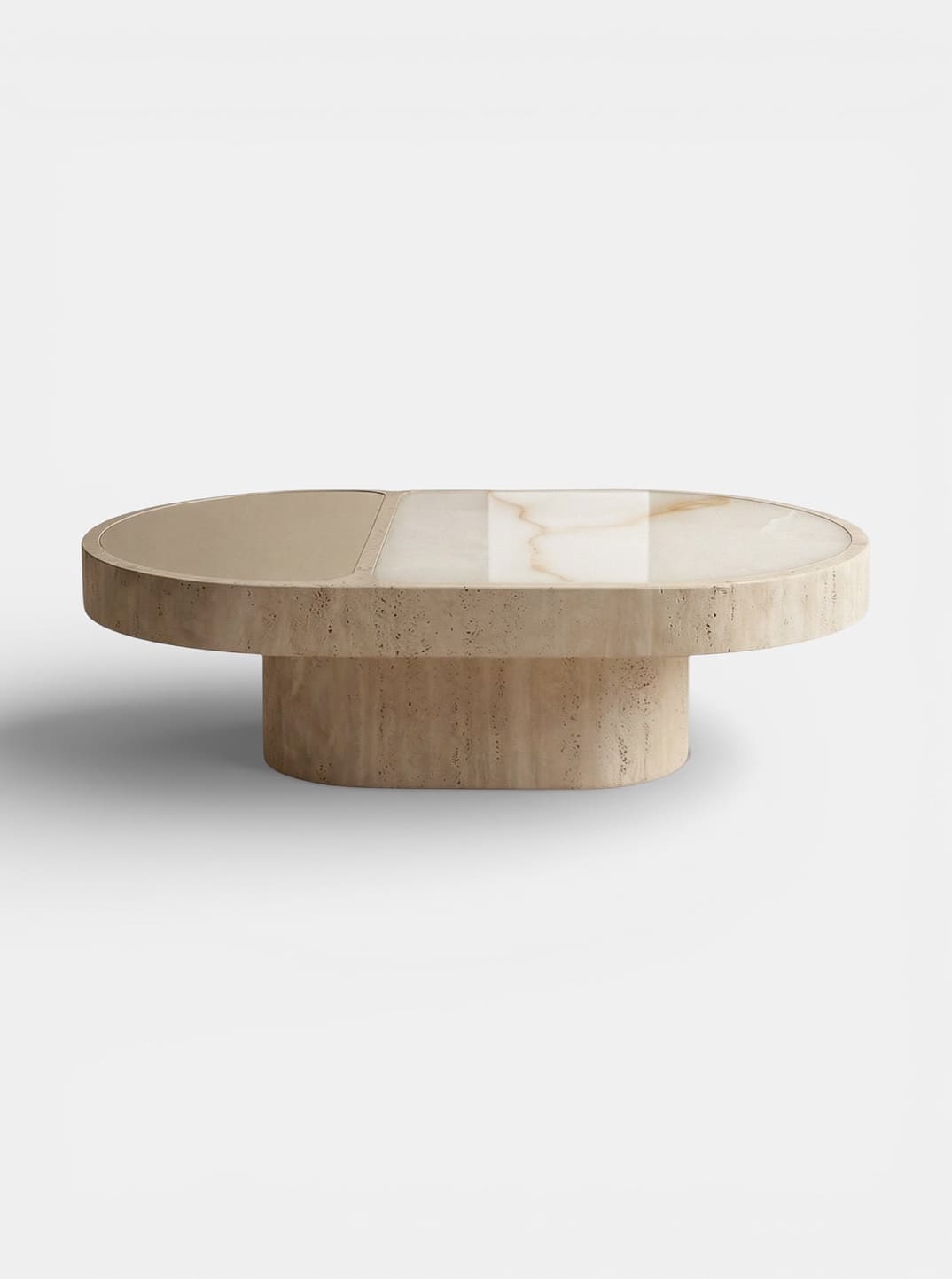 Coffee Table COHESION TRAVERTINE & SHELL ONYX MARBERA