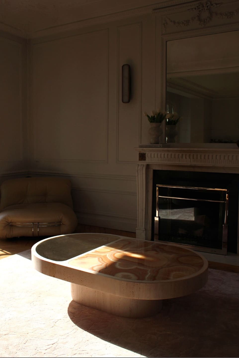 Coffee Table COHESION TRAVERTINE & SIXTIES ONYX MARBERA