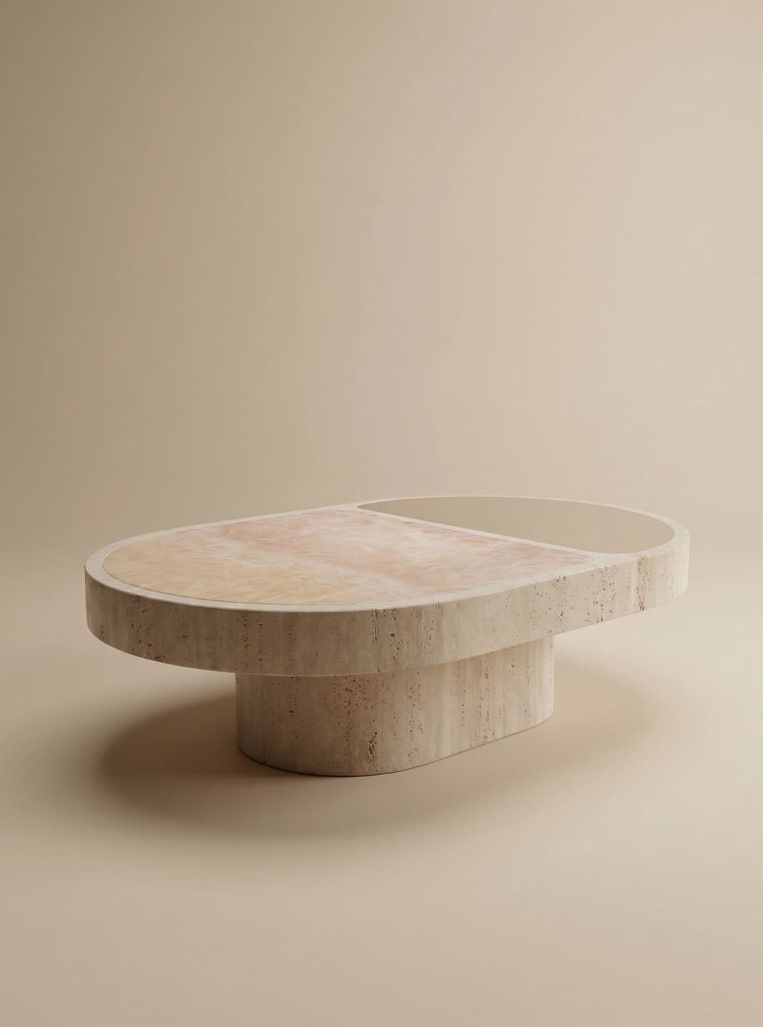 Coffee Table COHESION TRAVERTINE & SUNSET ONYX MARBERA