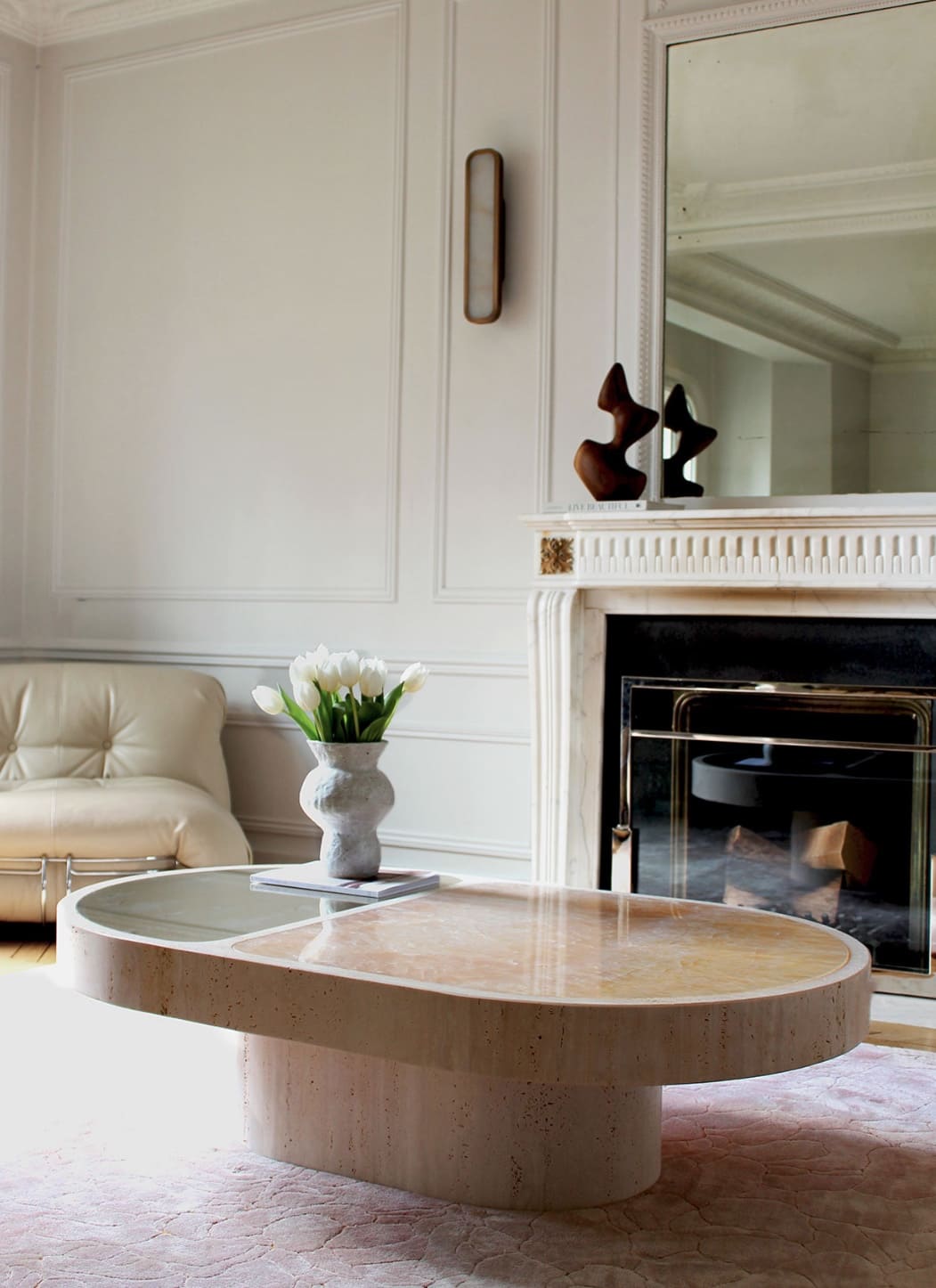 Coffee Table COHESION TRAVERTINE & SUNSET ONYX MARBERA
