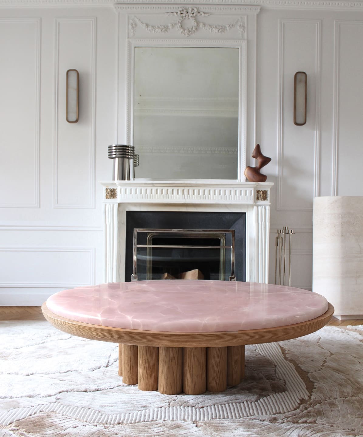Coffee Table EDONI OAK & PINK ONYX MARBERA