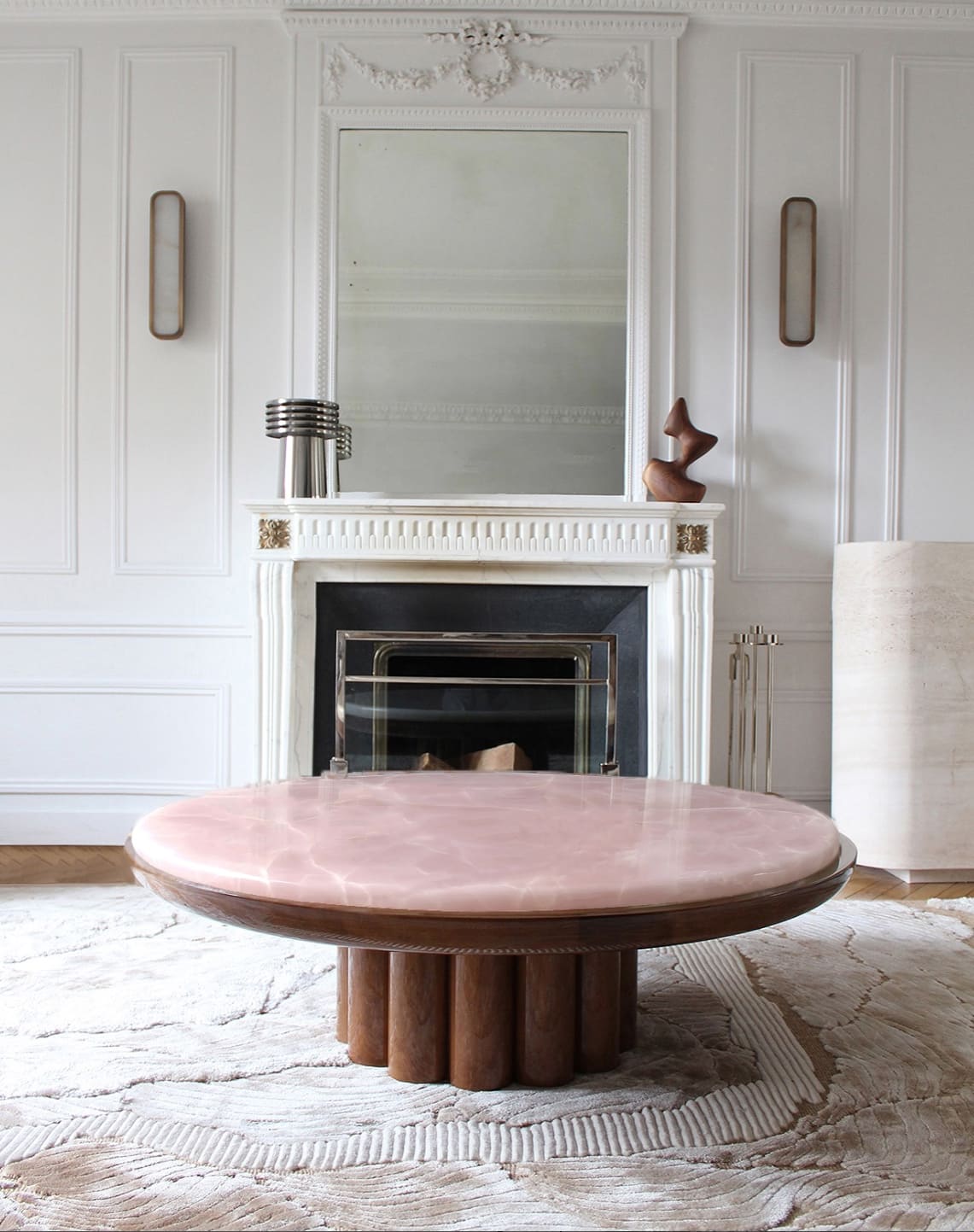 Coffee Table EDONI WOOD & PINK ONYX MARBERA