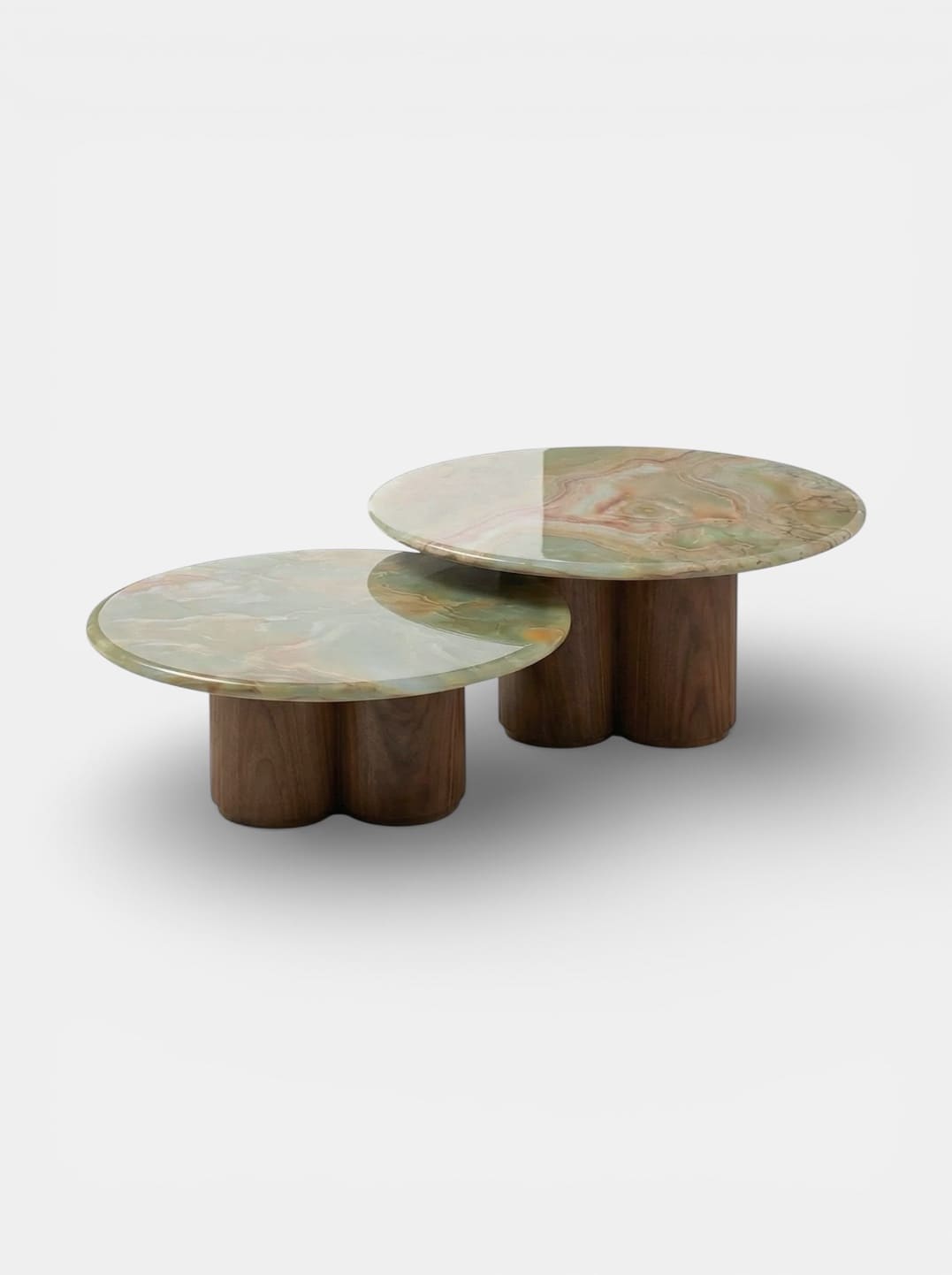 Coffee Table GIANNI DUO WOOD AND GREEN ONYX MARBERA