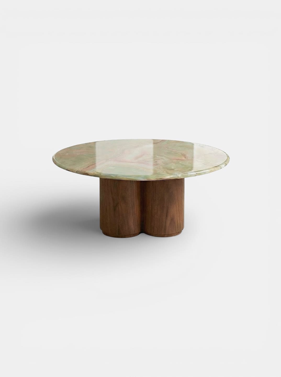 Coffee Table GIANNI SOLO WOOD AND GREEN ONYX MARBERA