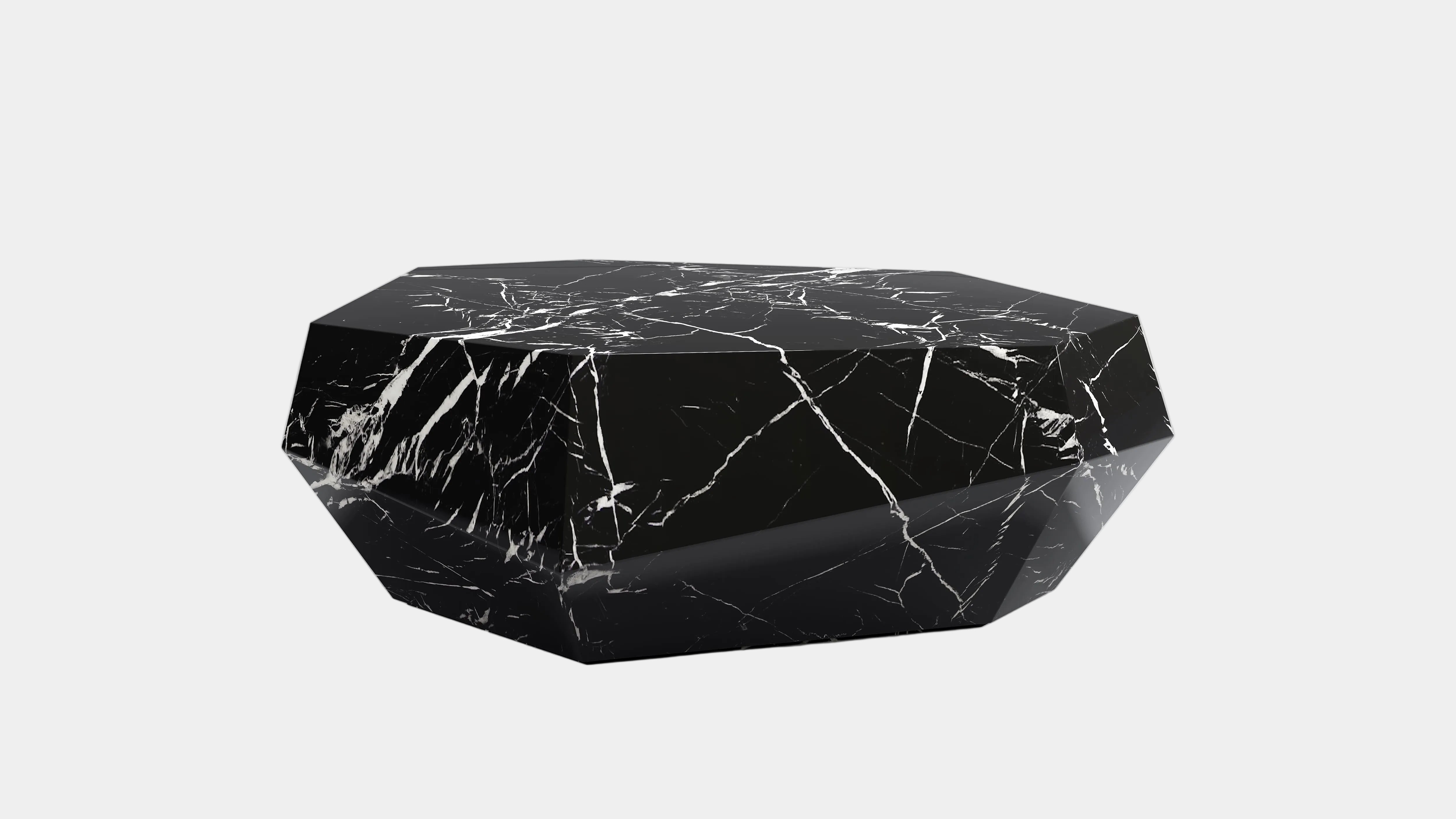 Coffee Table Nero Marquina Marble THREE ROCKS LOW COFFEE TABLE | MARBLE & STONE INSIDHERLAND