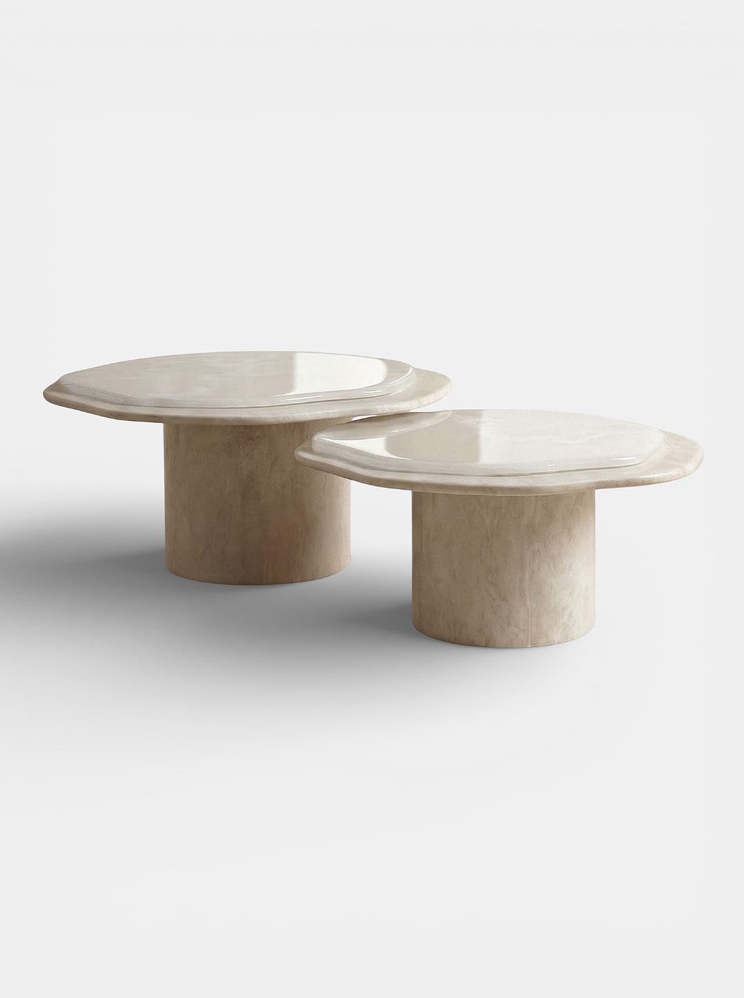 Coffee Table NUGA TRAVERTINE AND WHITE ONYX DUO MARBERA