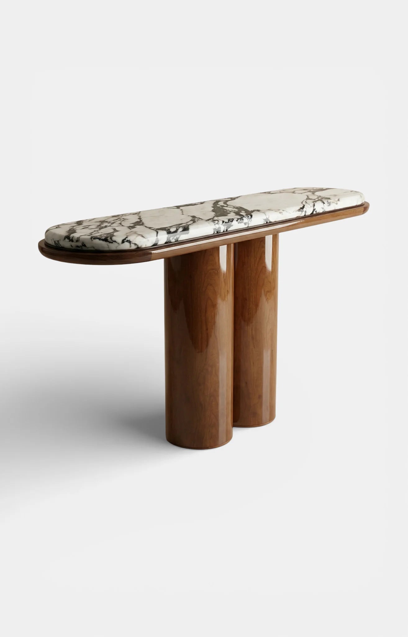 Console IDA WOOD AND CALACATTA VIOLA MARBLE CONSOLE MARBERA