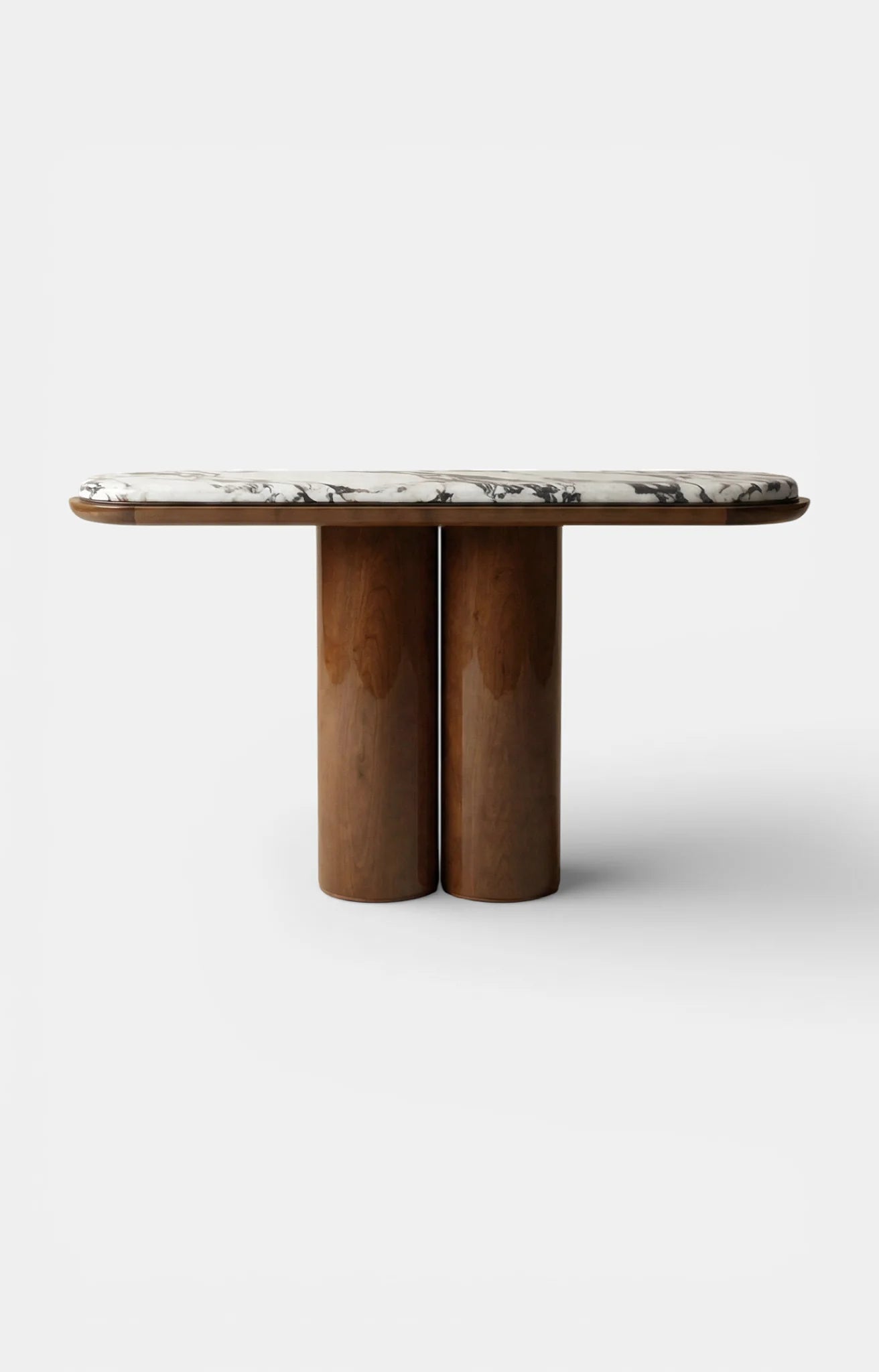 Console IDA WOOD AND CALACATTA VIOLA MARBLE CONSOLE MARBERA