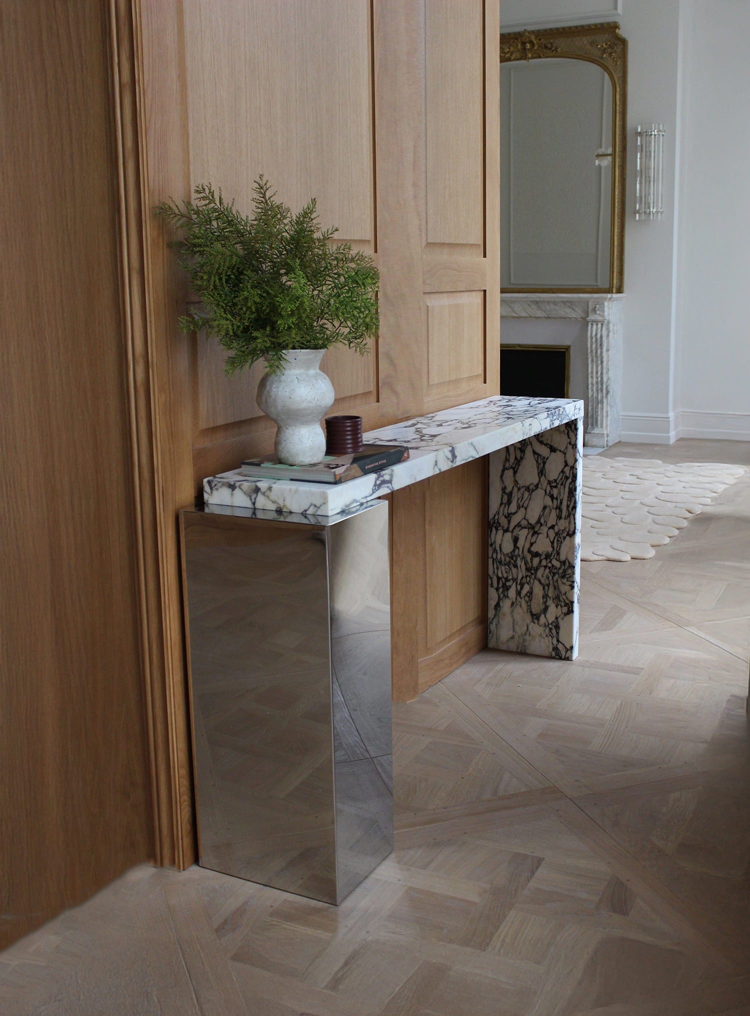 Console Table JILL CONSOLE CALACATTA VIOLA MARBLE & INOX MARBERA