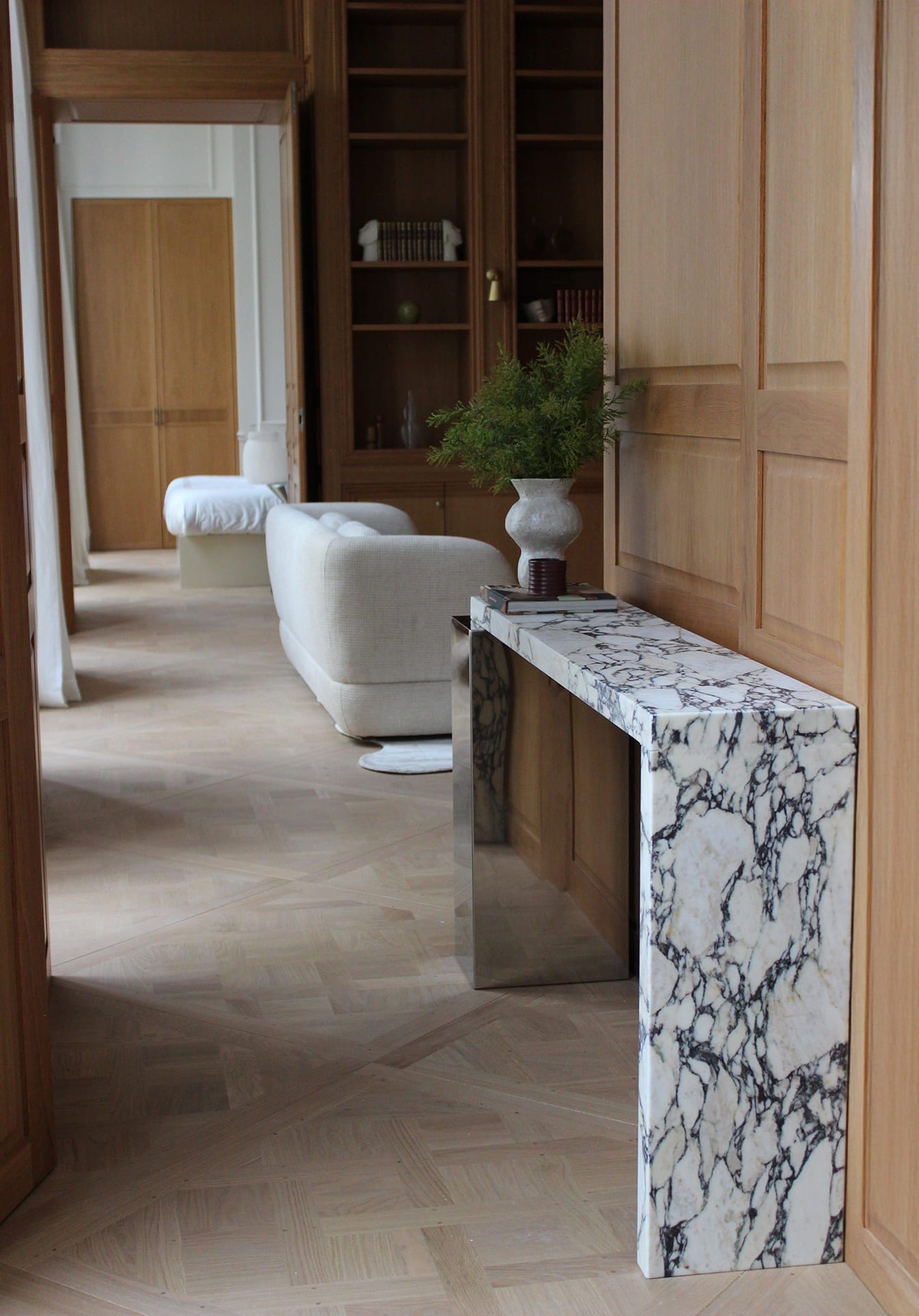 Console Table JILL CONSOLE CALACATTA VIOLA MARBLE & INOX MARBERA
