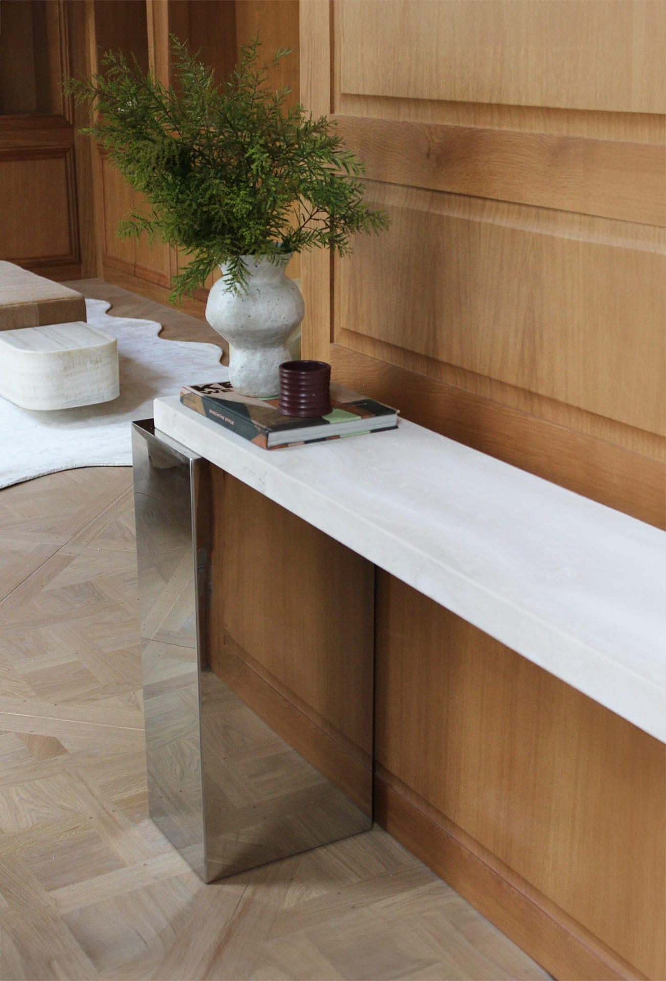 Console Table JILL CONSOLE TRAVERTINE & INOX MARBERA