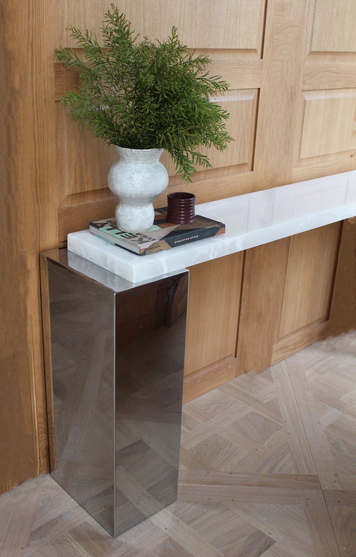Console Table JILL CONSOLE WHITE ONYX & INOX MARBERA