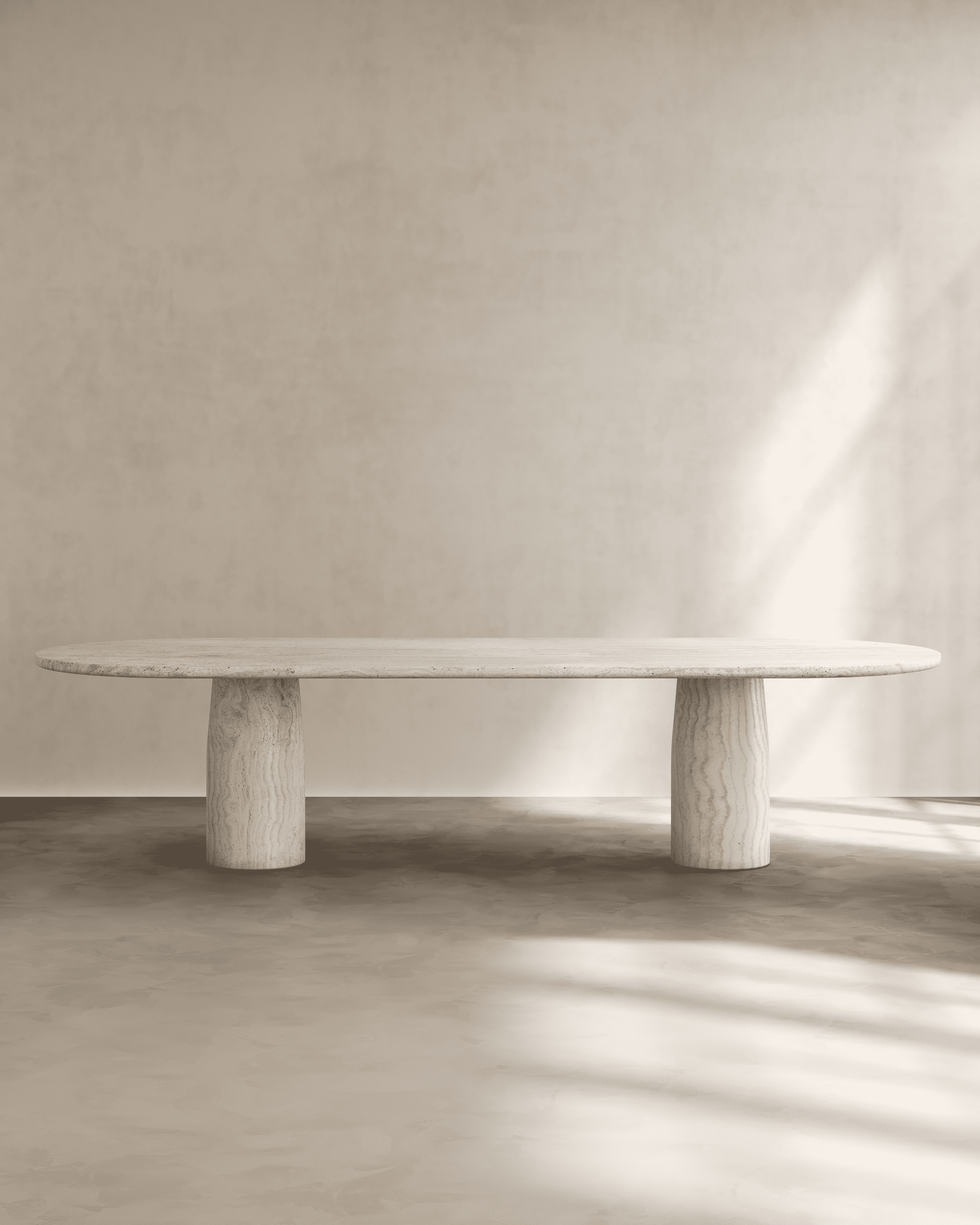 Dining Table Bianco Alabastrino Travertine ISOLA TABLE IV PALOMA EDITIONS