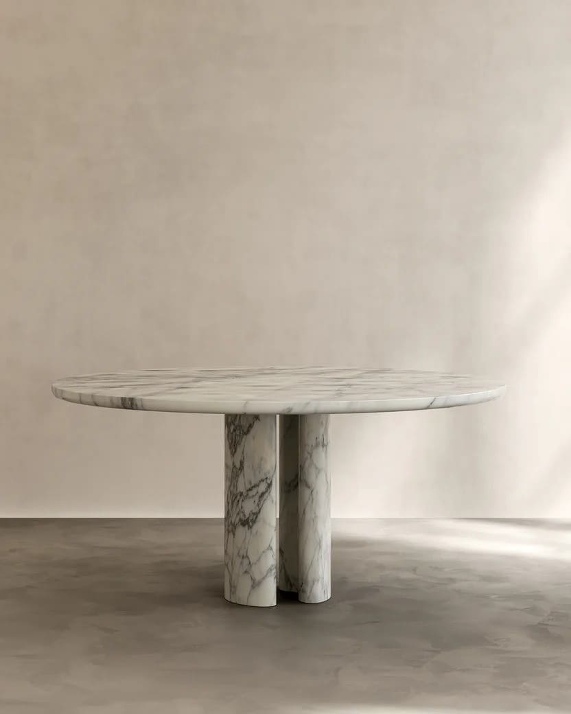 Dining Table Ø 160 cm x H 75 cm / Arabescato Marble ROMAN DINING TABLE PALOMA EDITIONS