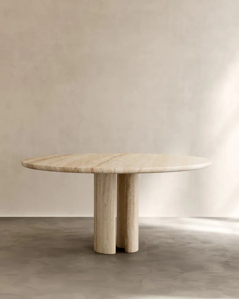 Dining Table Ø 160 cm x H 75 cm / Classico Alabastrino Travertine ROMAN DINING TABLE PALOMA EDITIONS