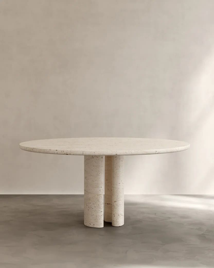 Dining Table Ø 160 cm x H 75 cm / Navona Travertine ROMAN DINING TABLE PALOMA EDITIONS