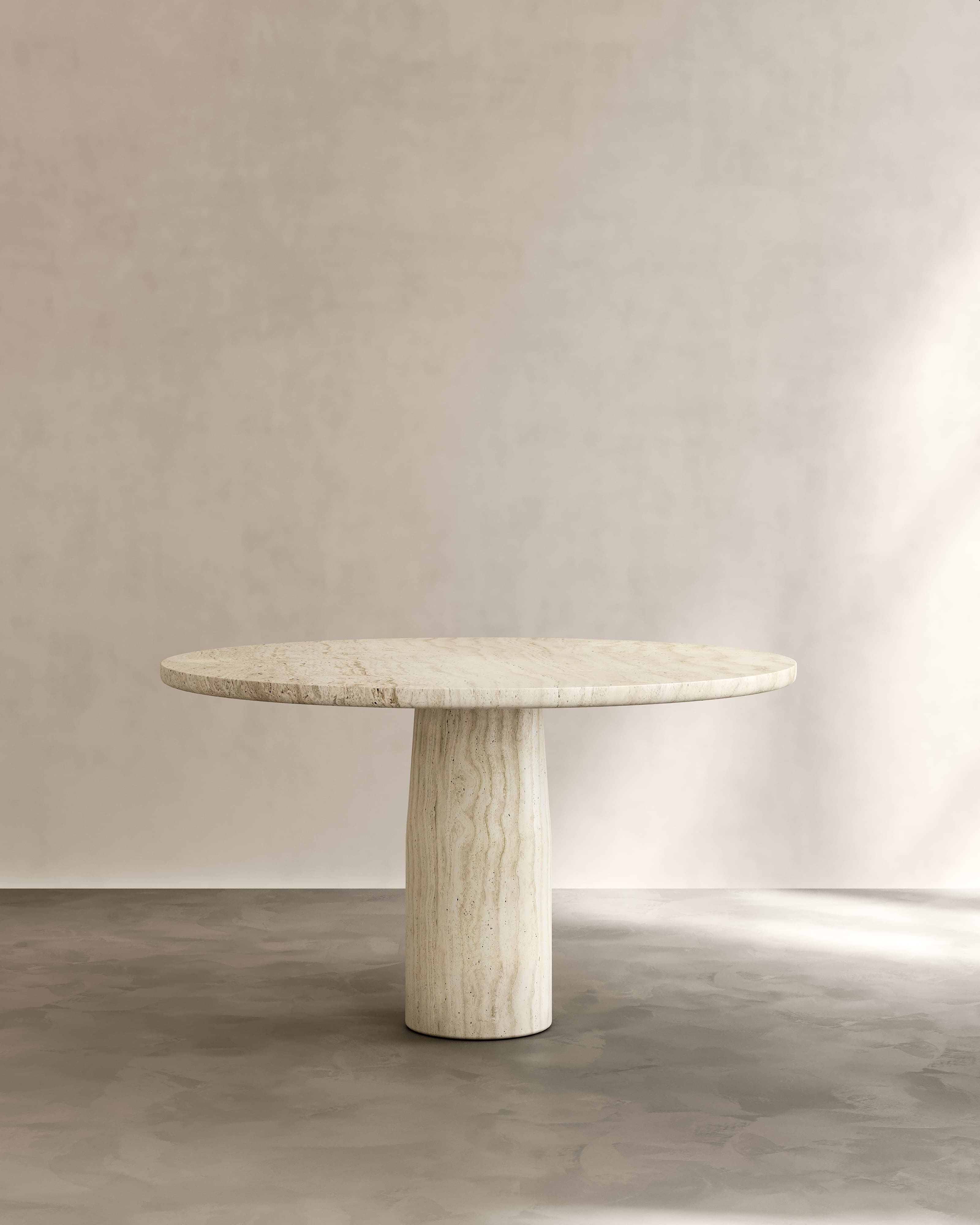 Dining Table Ø 90 cm x H 75 cm / Bianco Alabastrino Travertine ISOLA DINING TABLE PALOMA EDITIONS