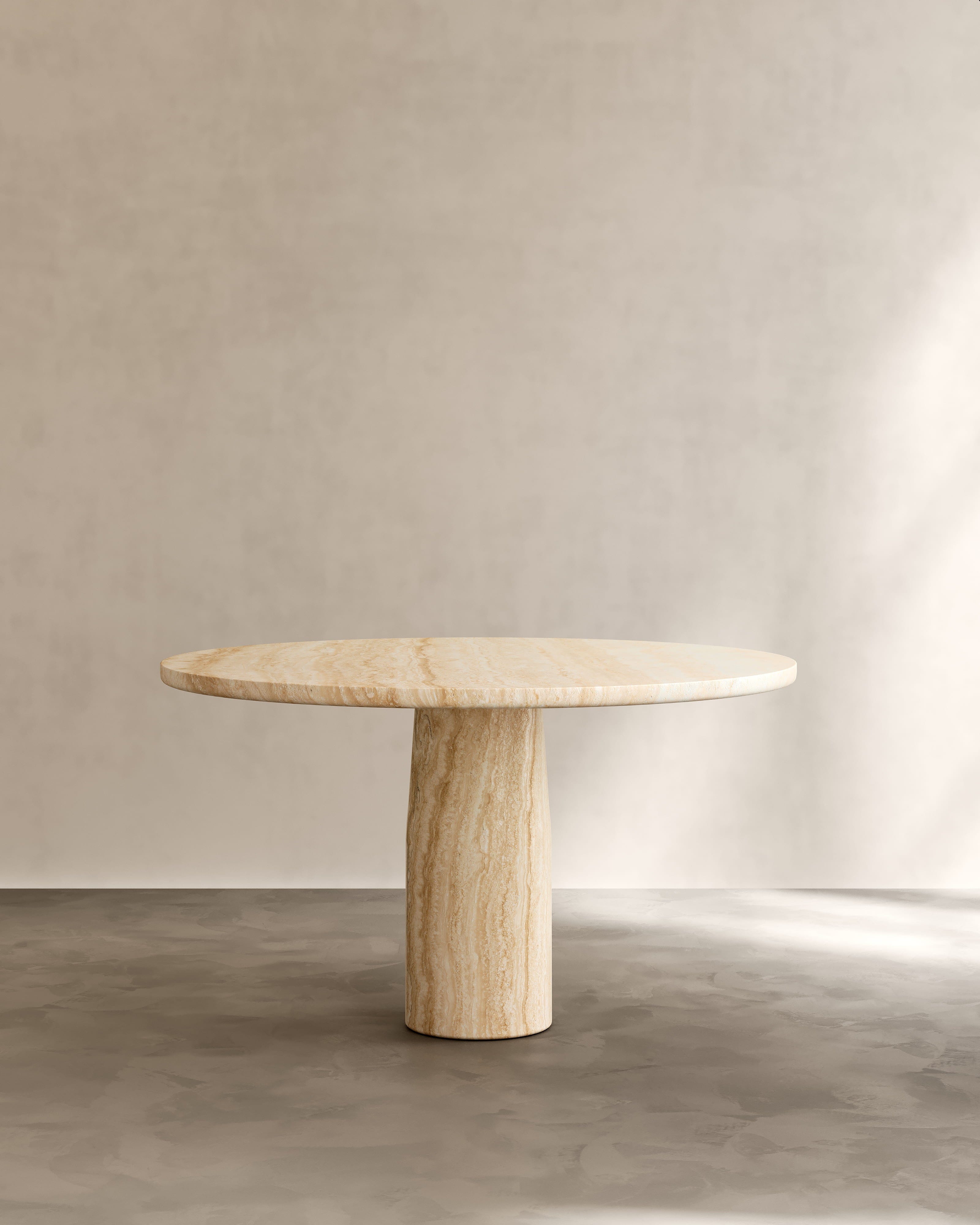 Dining Table Ø 90 cm x H 75 cm / Classico Alabastrino Travertine ISOLA DINING TABLE PALOMA EDITIONS