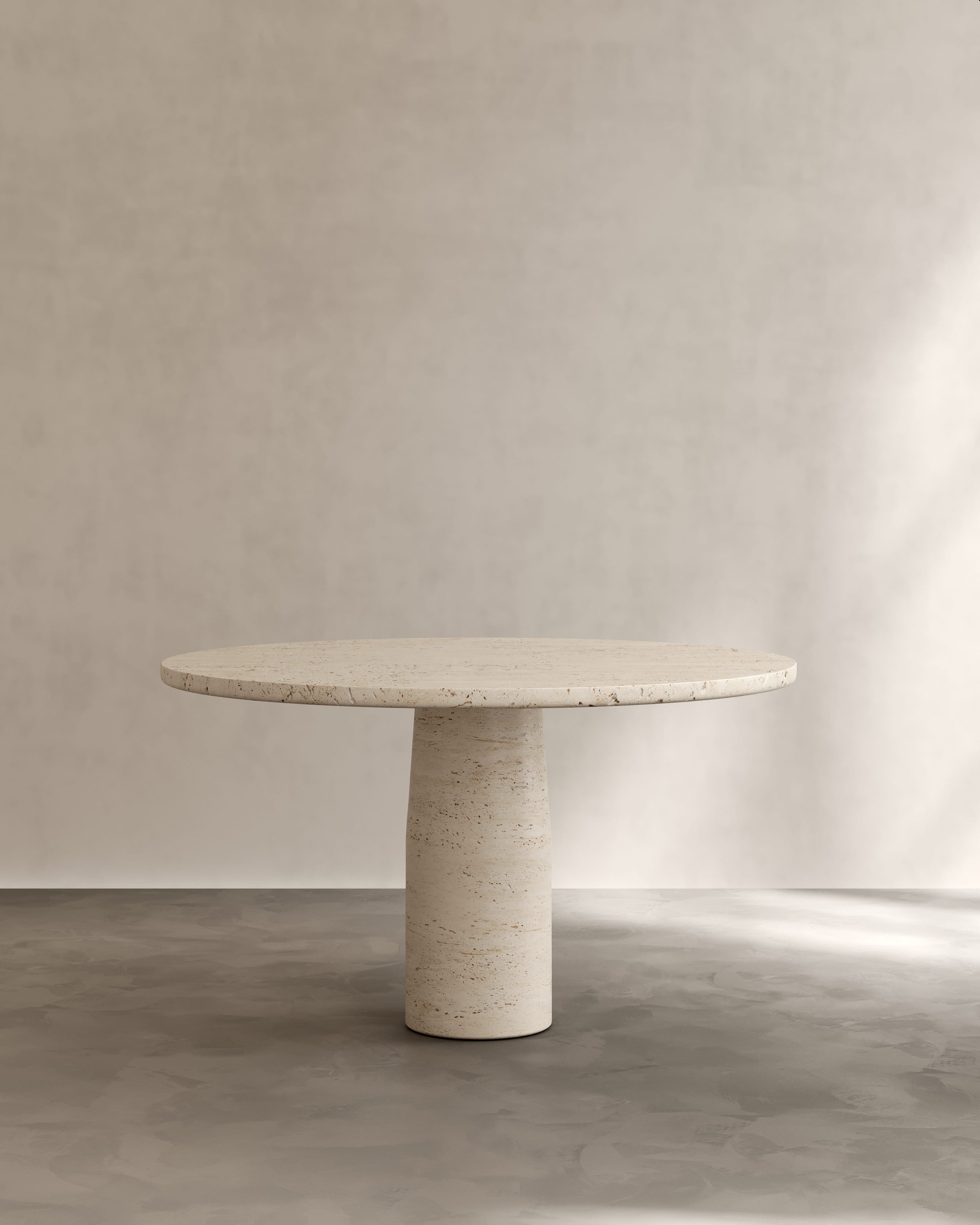 Dining Table Ø 90 cm x H 75 cm / Roman Travertine ISOLA DINING TABLE PALOMA EDITIONS
