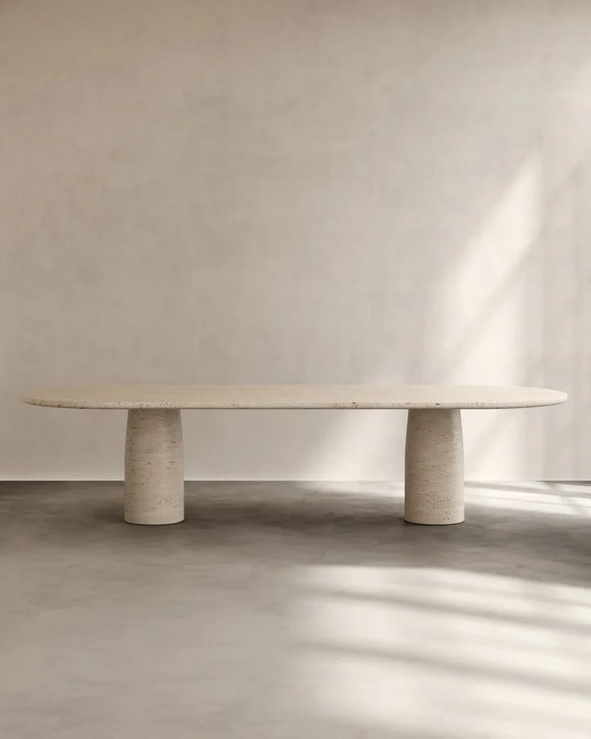 Dining Table Roman Travertine ISOLA TABLE IV PALOMA EDITIONS