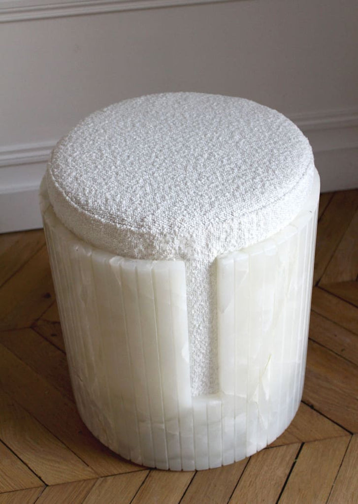 Stool WHITE ONYX DOLCE STOOL MARBERA