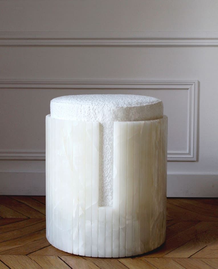 Stool WHITE ONYX DOLCE STOOL MARBERA