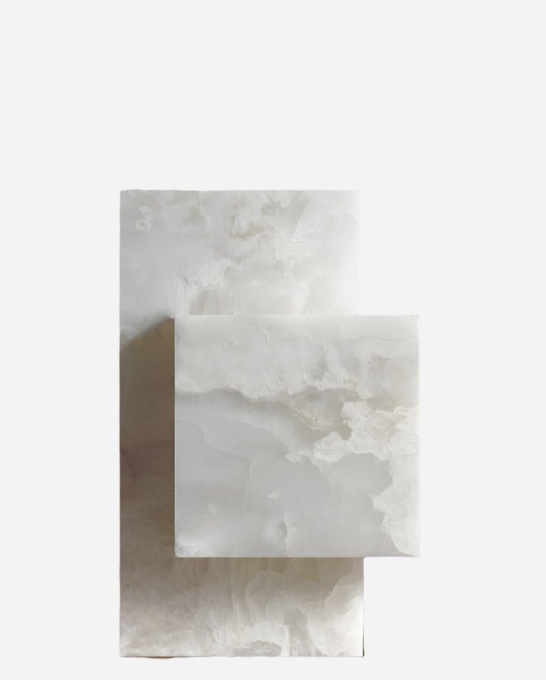  Elegant Ella Table  White Onyx Stone Unique Nesting Cubes  