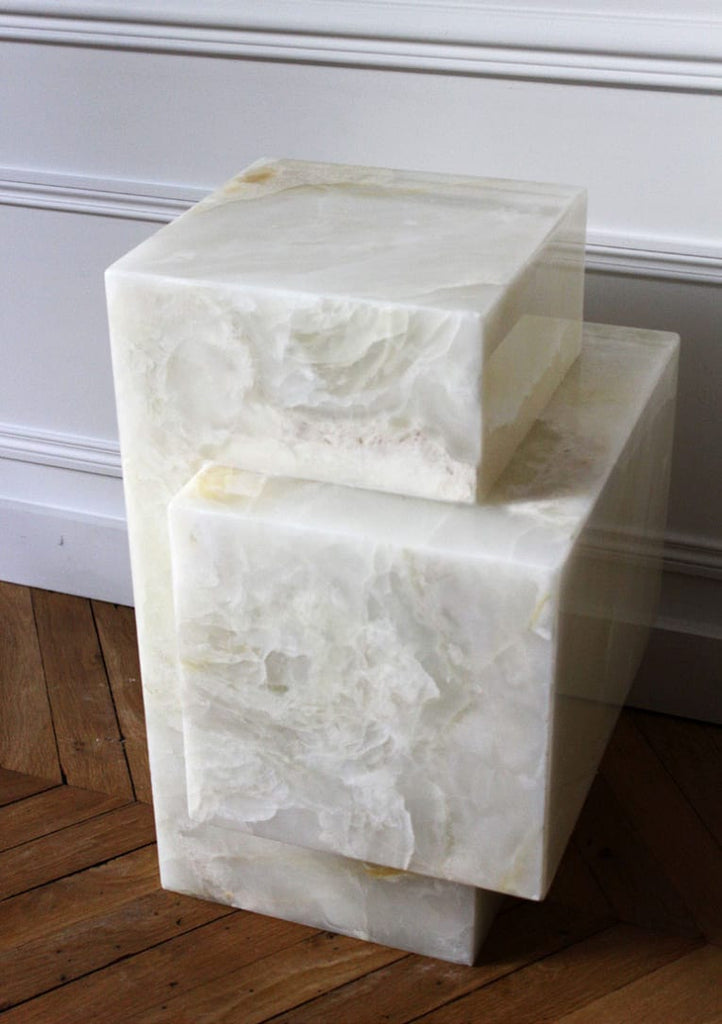  Elegant Ella Table  White Onyx Stone Unique Nesting Cubes  