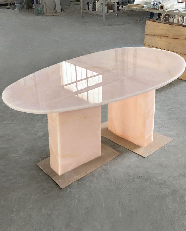 Dining Table JORDAN DINING TABLE Pink Onyx MARBERA