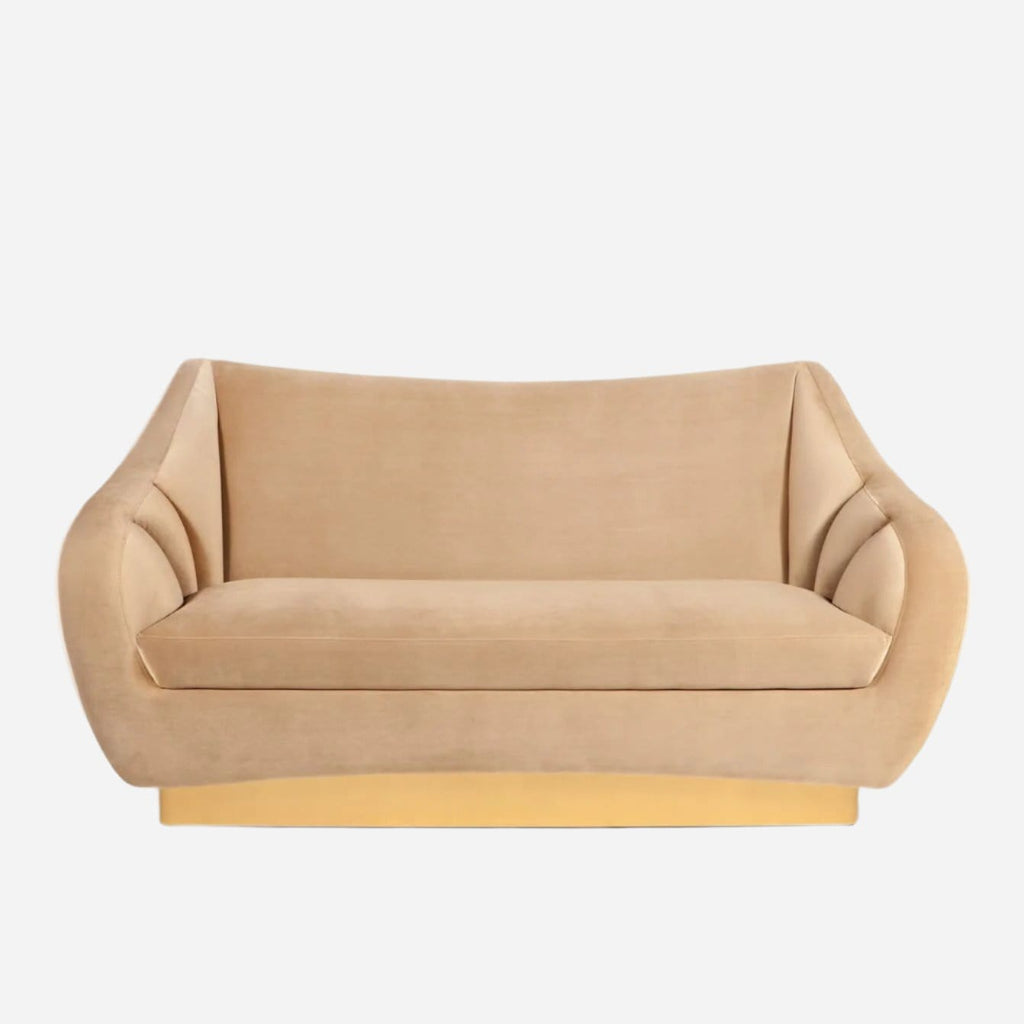 Sofa FIGUEROA | 2 SEAT SOFA Bright velvet ref. kaky - brushed brass INSIDHERLAND