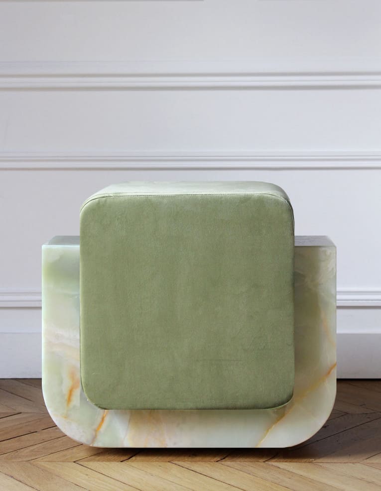 Stool GREEN ONYX OGGI STOOL MARBERA