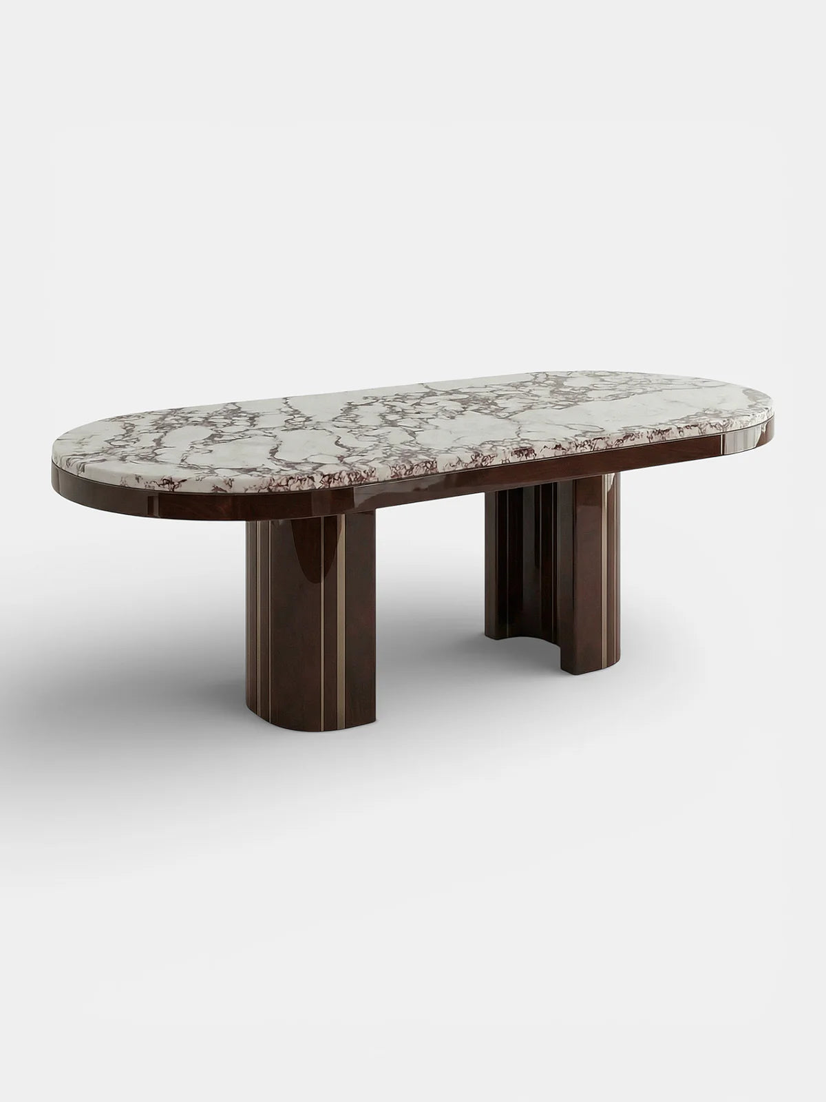 GIO BROWN & CALACATTA VIOLA MARBLE DINING TABLE