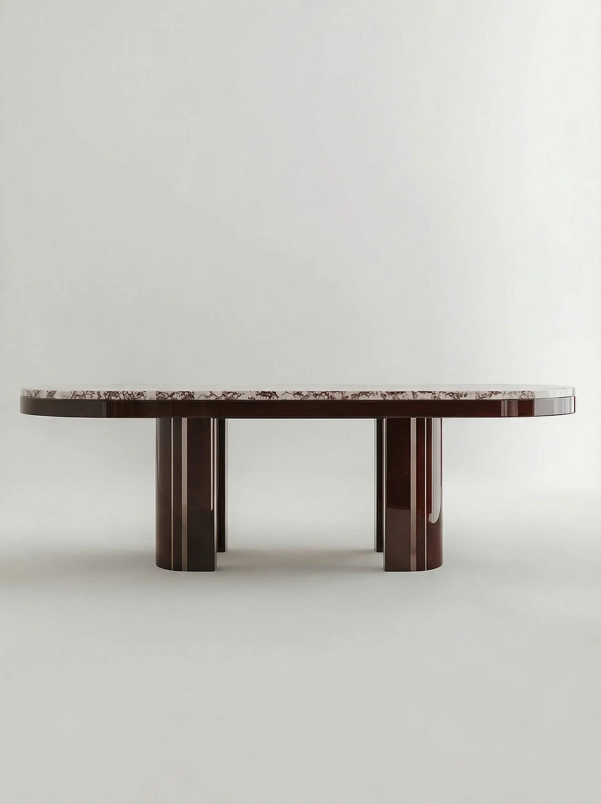 GIO BROWN & CALACATTA VIOLA MARBLE DINING TABLE