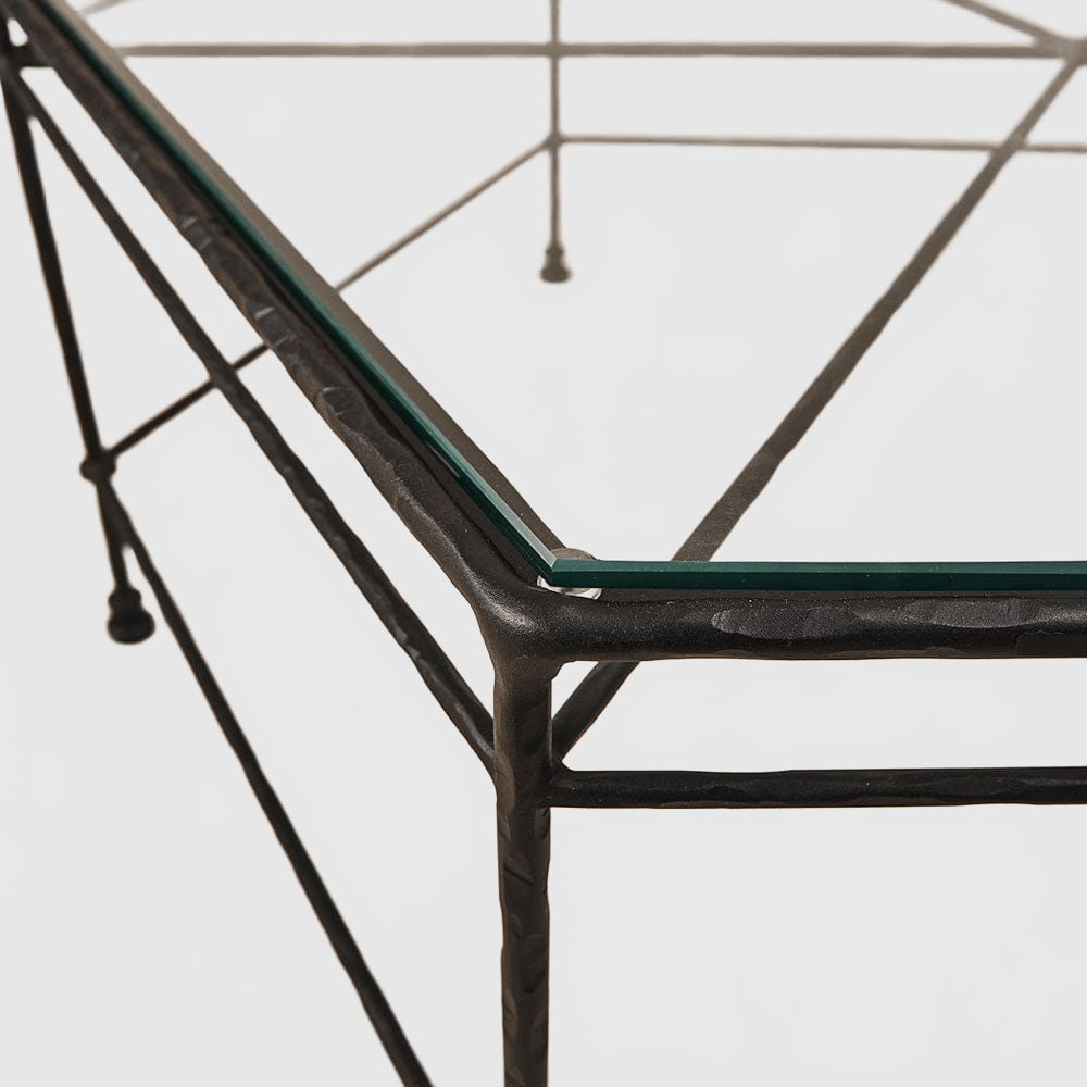 HOUSE OF LÉON PROVENCE OUTDOOR GLASS HEXAGONAL COFFEE TABLE | BLACK FRAME Outdoor Coffee Table