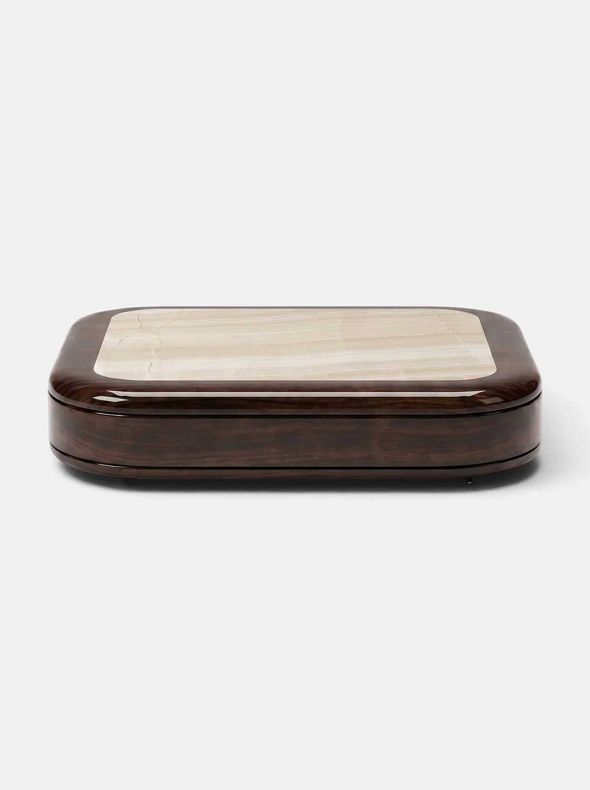 MARBERA ABI GLOSSY WOOD & IVORY ONYX Coffee Table
