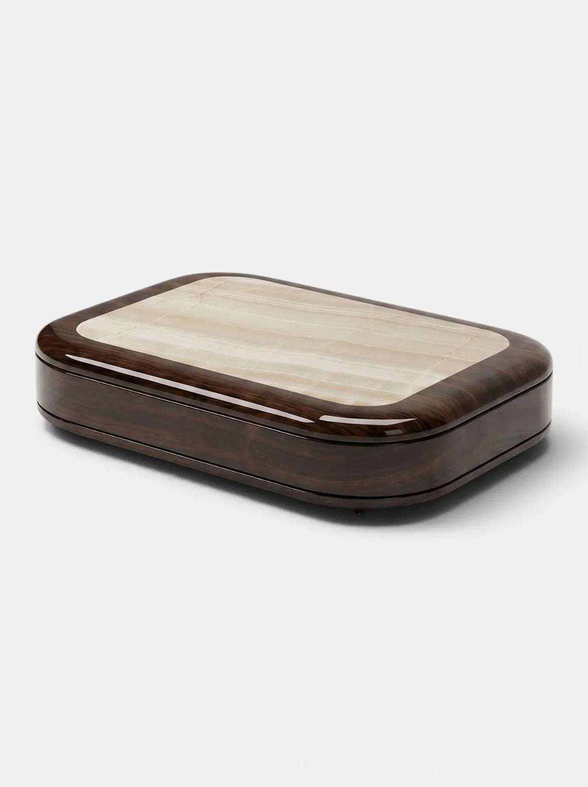 MARBERA ABI GLOSSY WOOD & IVORY ONYX Coffee Table