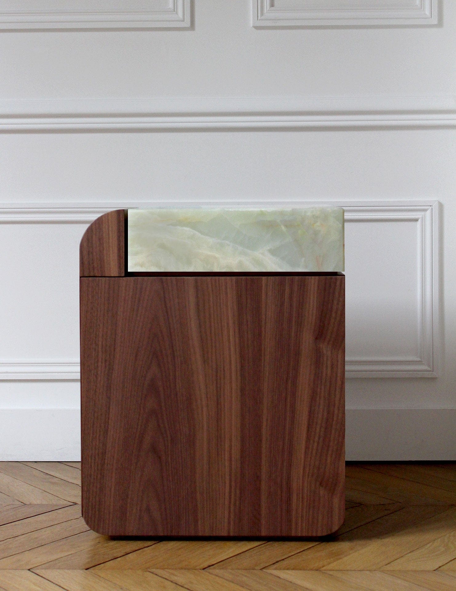 MARBERA AMO WALNUT & HONEY ONYX STORAGE TABLE Side Table