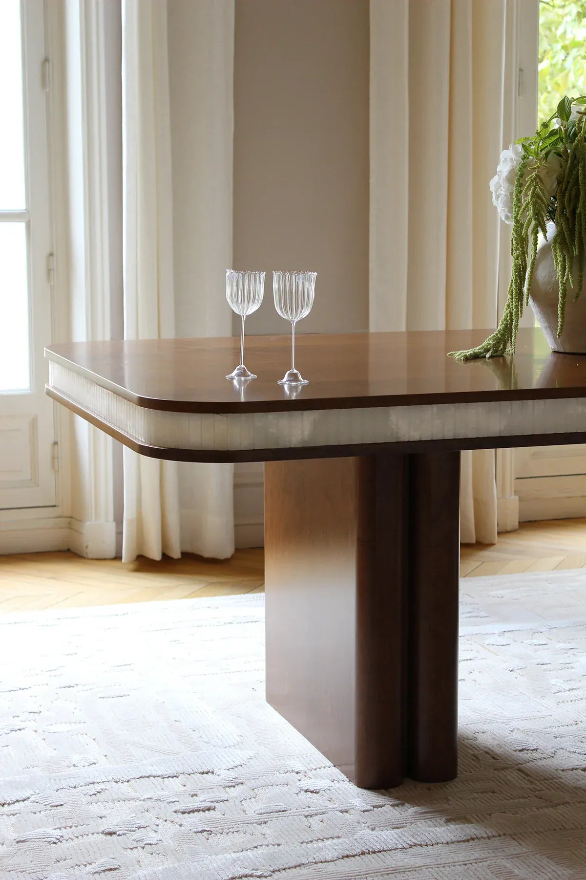 MARBERA DOPPIO WOOD & WHITE ONYX DINING TABLE Dining Table