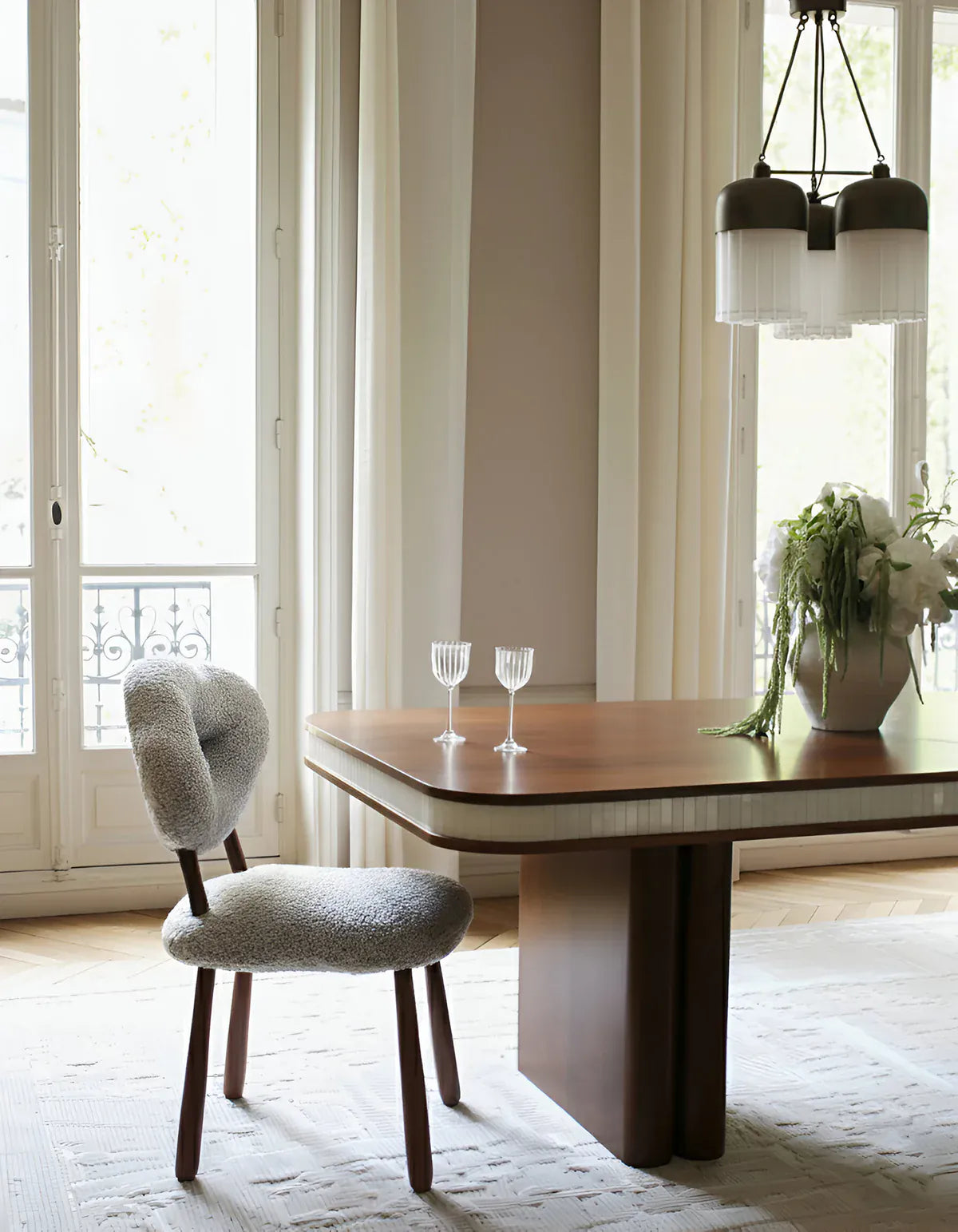 MARBERA DOPPIO WOOD & WHITE ONYX DINING TABLE Dining Table