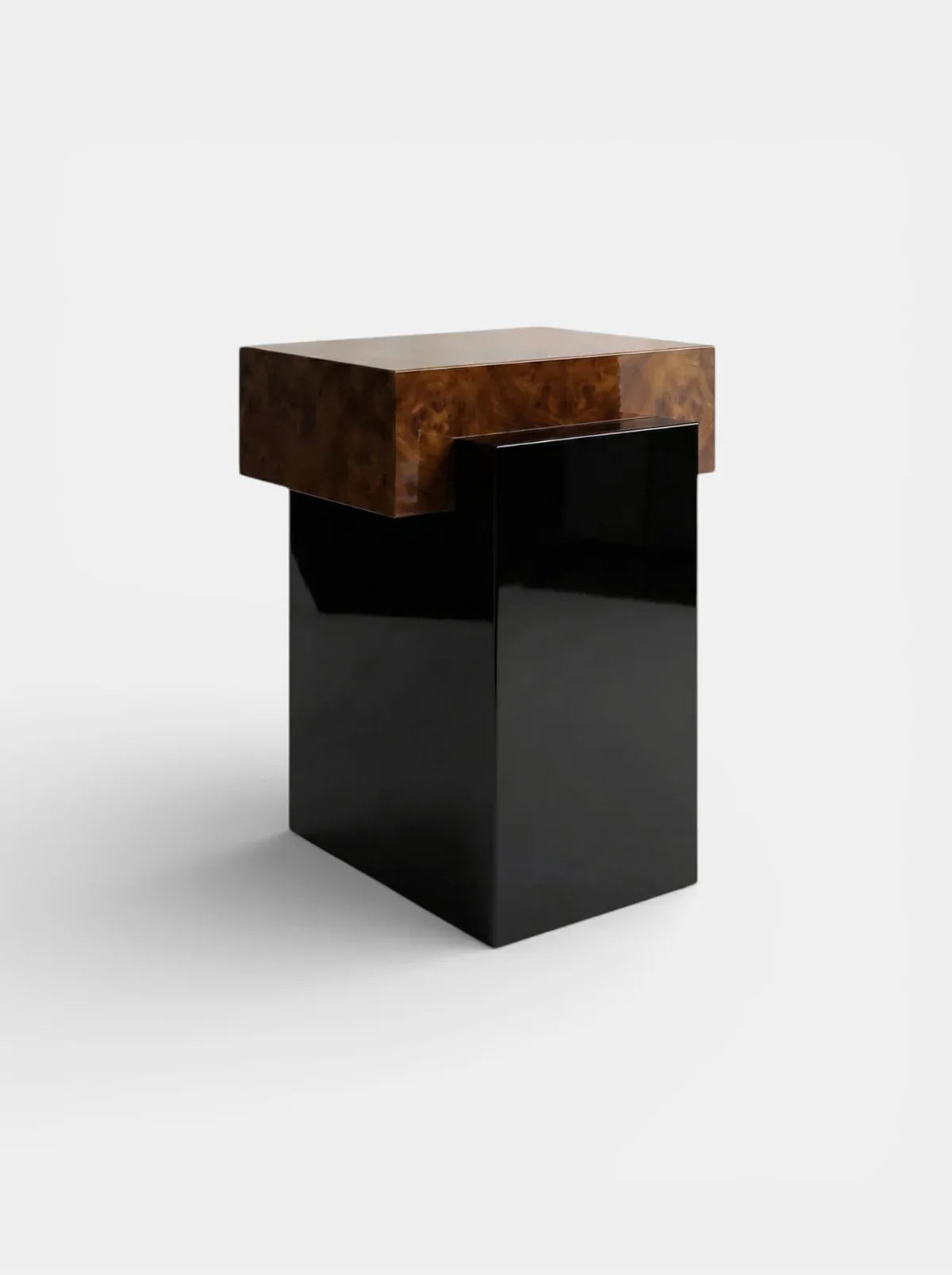 MARBERA GAIA BURL WOOD & BLACK LACQUERED Side Table