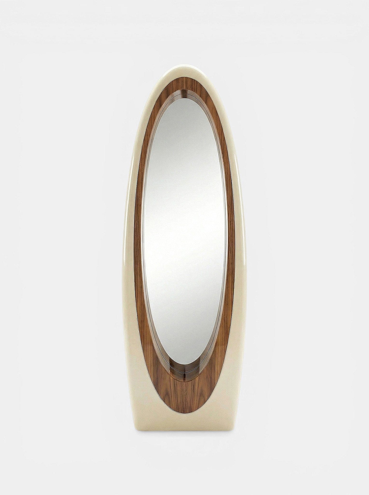 MARBERA HARCH OFF-WHITE & GLOSSY WOOD MIRROR Floor Mirror