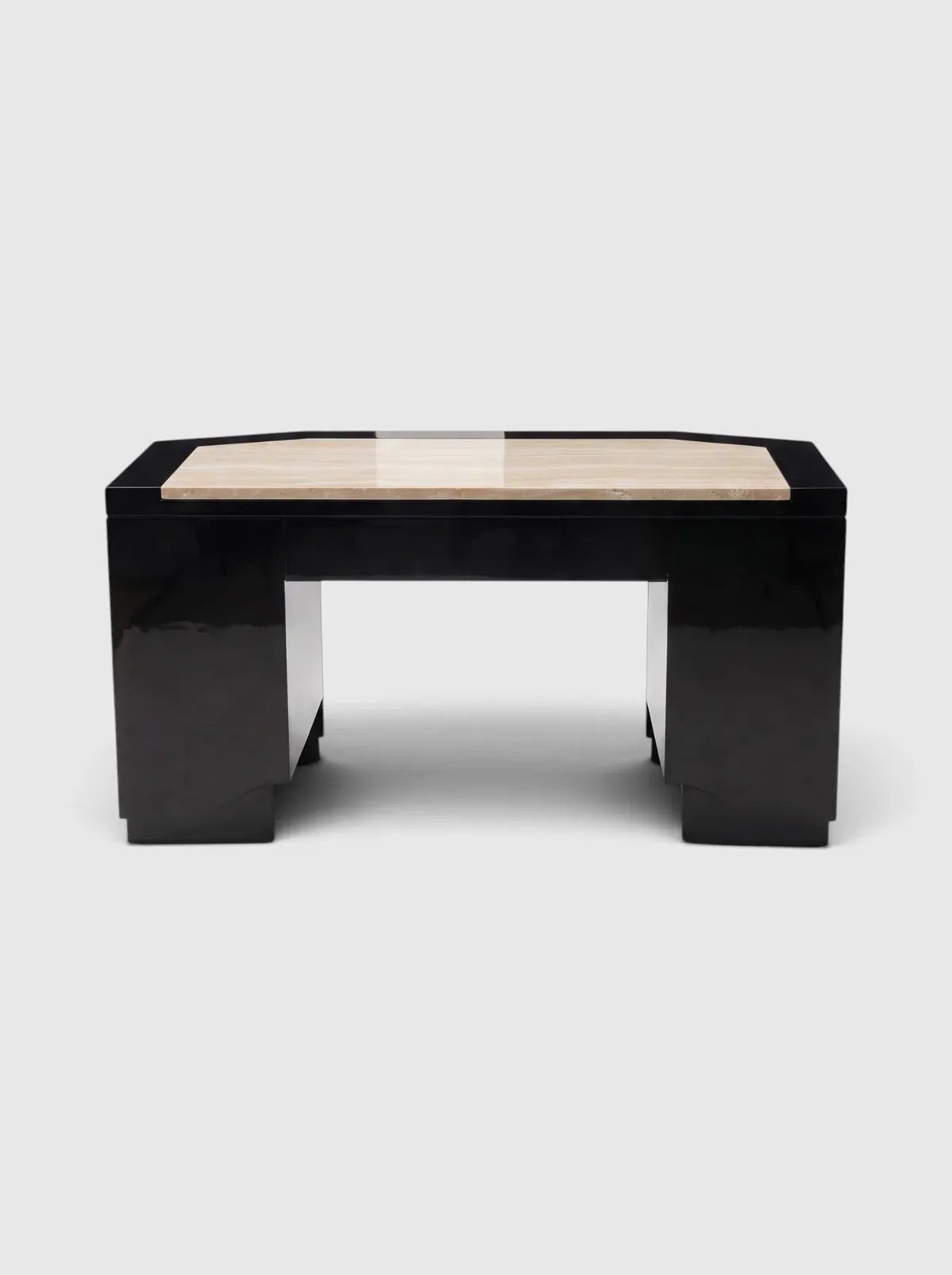 MARBERA JAMES | BLACK LACQUERED AND IVORY ONYX DESK Desk