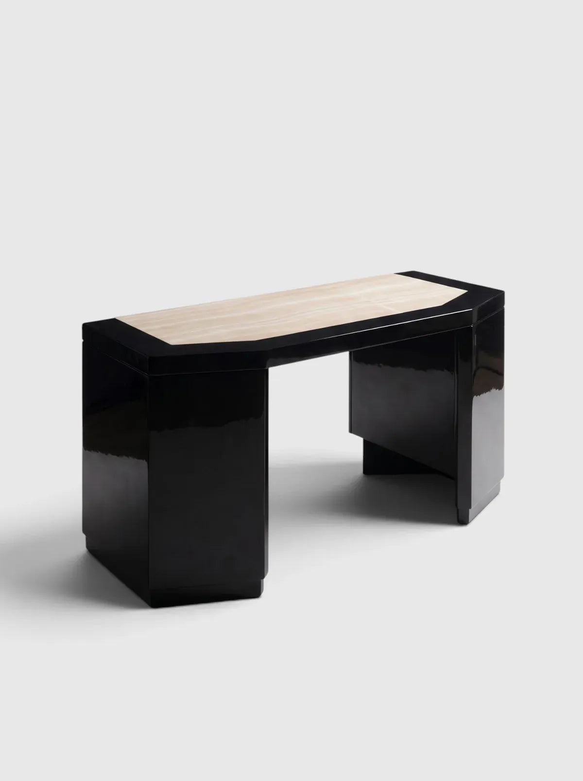 MARBERA JAMES | BLACK LACQUERED AND IVORY ONYX DESK Desk