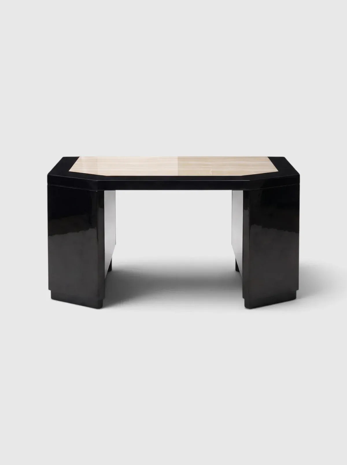MARBERA JAMES | BLACK LACQUERED AND IVORY ONYX DESK Desk