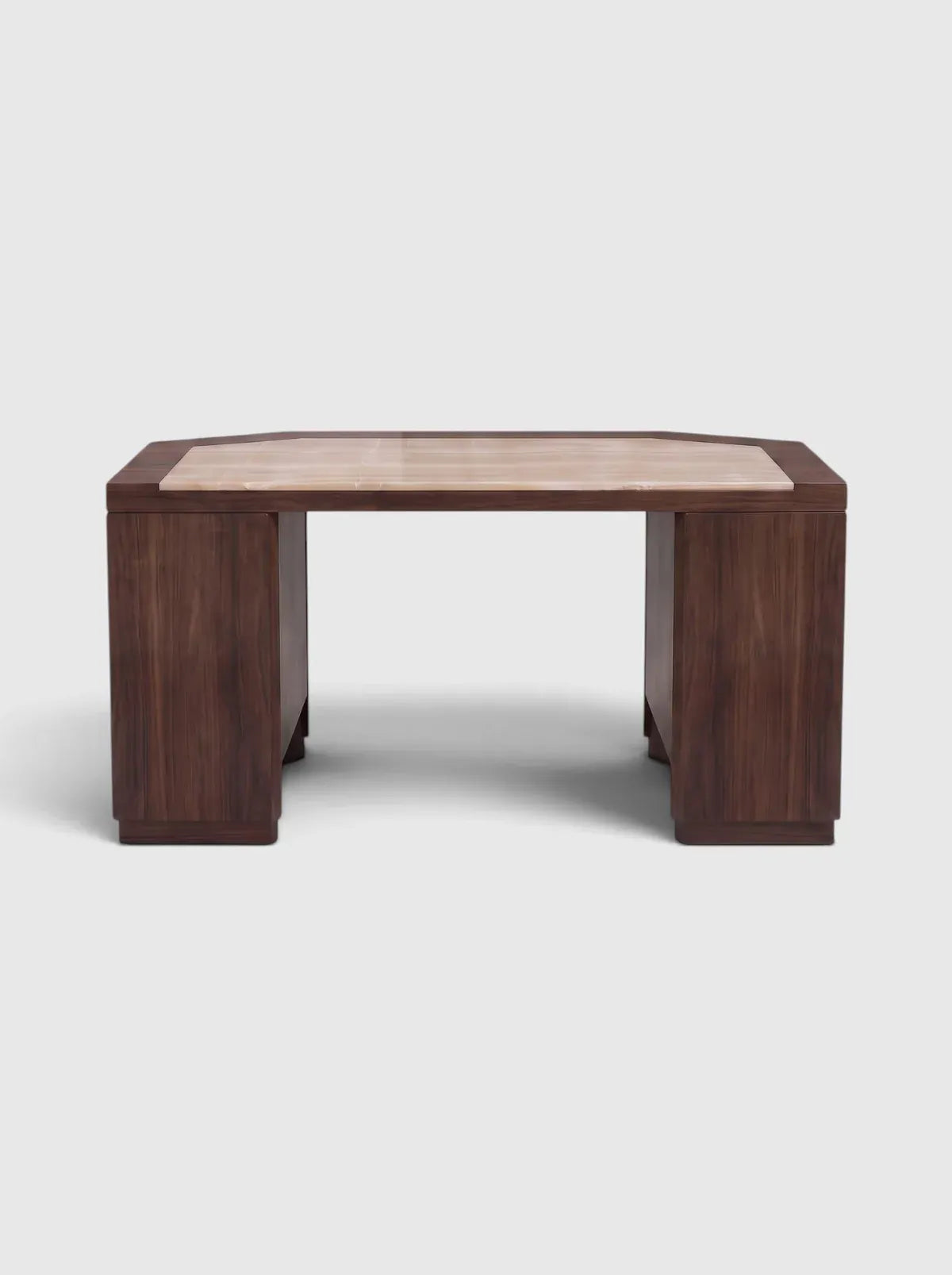 MARBERA JAMES | MATTE WOOD & IVORY ONYX DESK Desk
