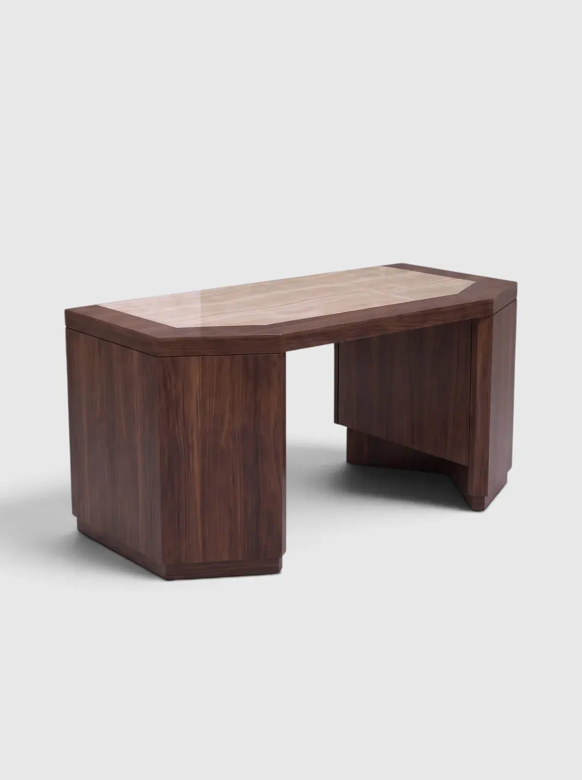 MARBERA JAMES | MATTE WOOD & IVORY ONYX DESK Desk