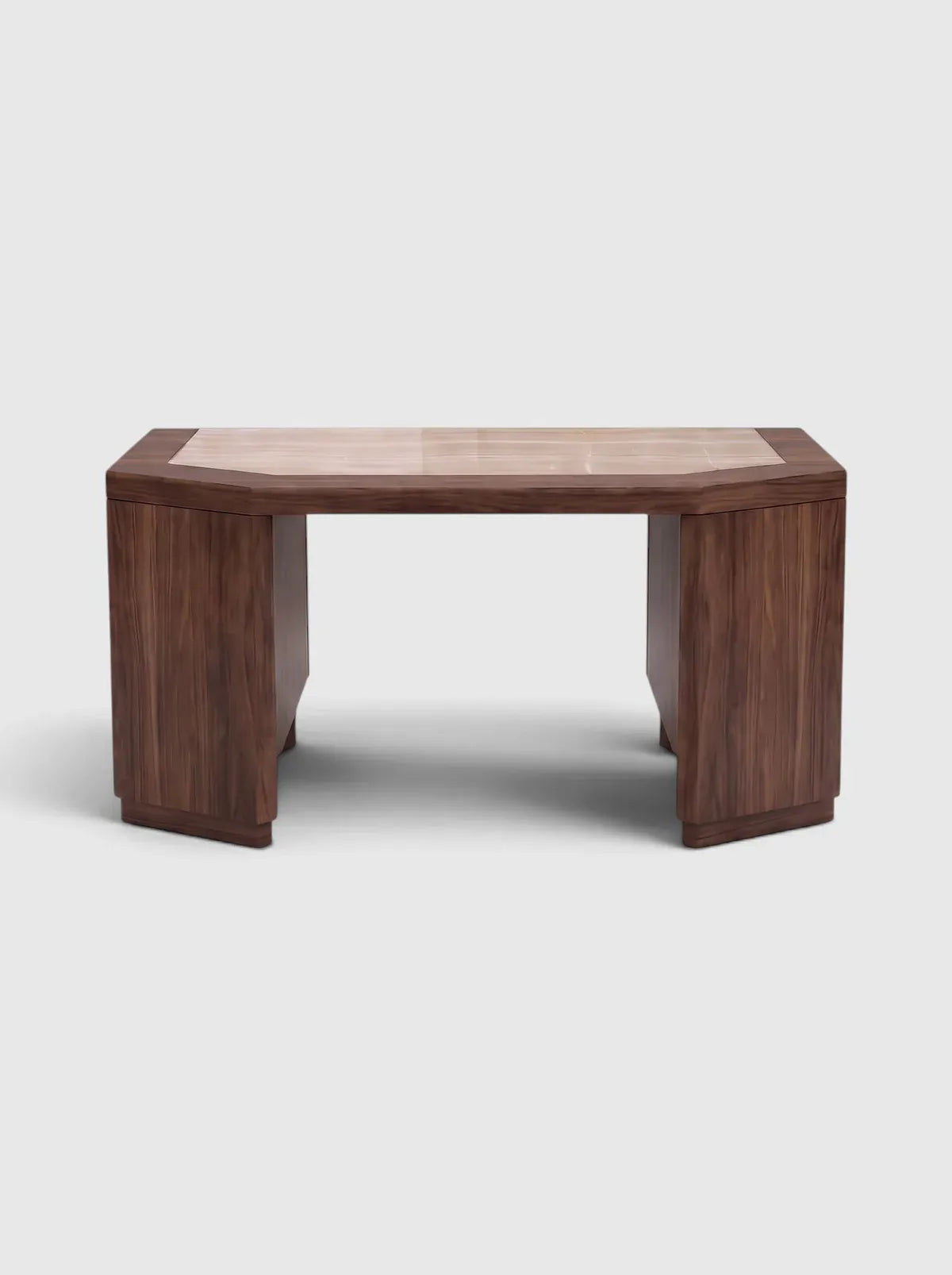 MARBERA JAMES | MATTE WOOD & IVORY ONYX DESK Desk