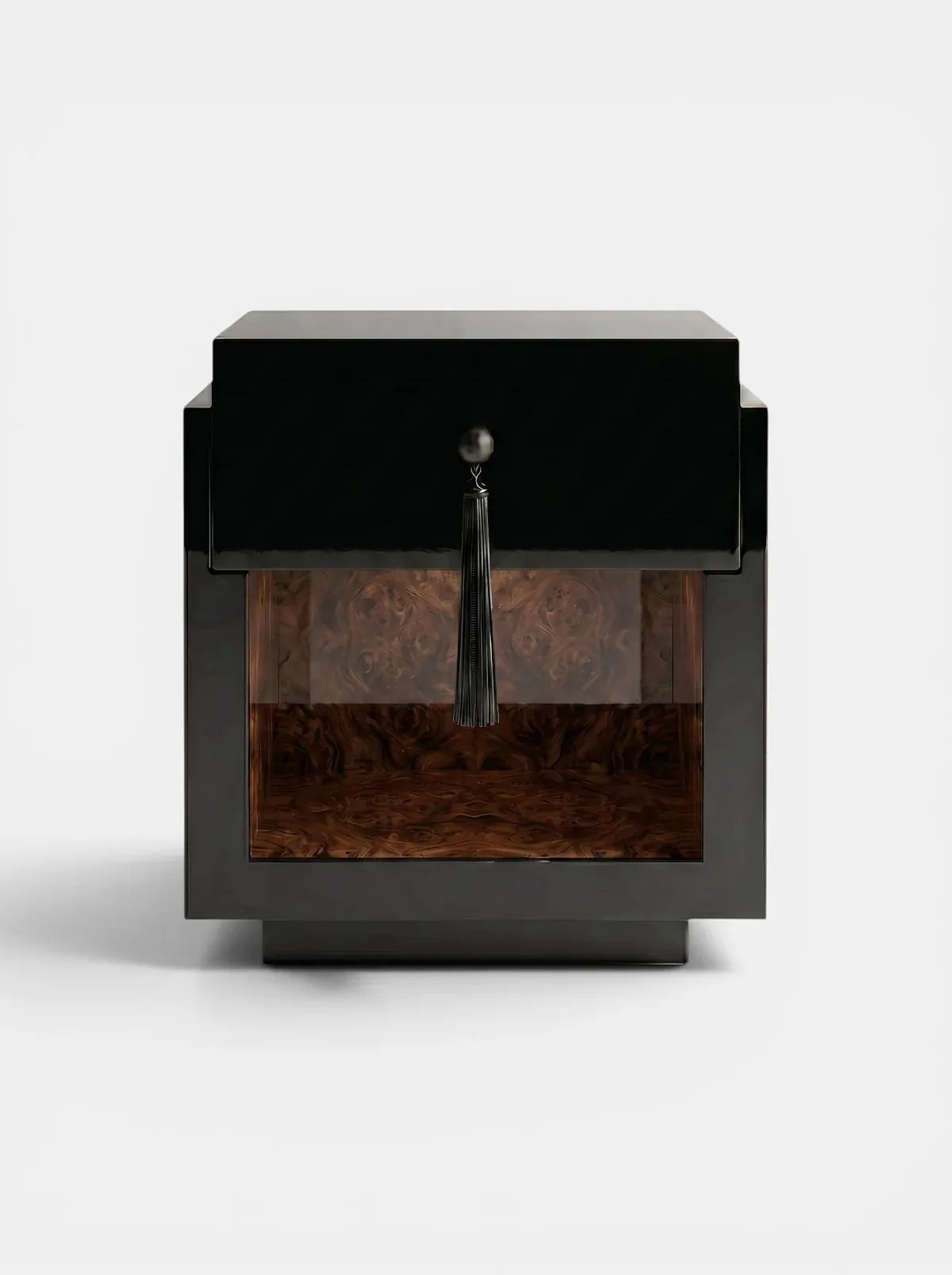 MARBERA LEO BLACK & DARK BURL WOOD Bedside Table
