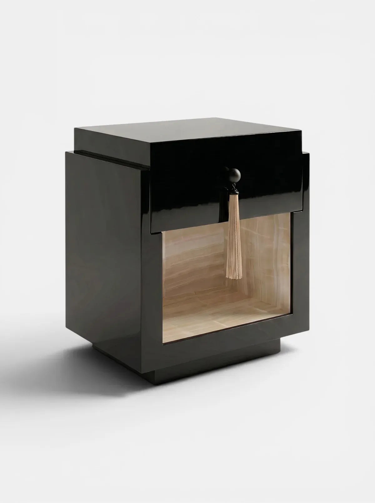 MARBERA LEO BLACK & VANILLA ONYX Bedside Table